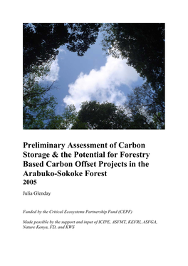 Preliminary Assessment of Carbon Storage & the Potential for Forestry