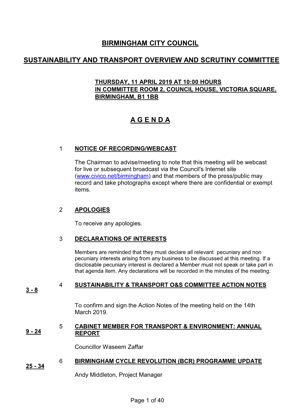 Birmingham City Council Sustainability And