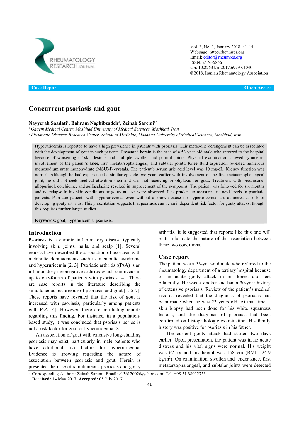 Concurrent Psoriasis and Gout