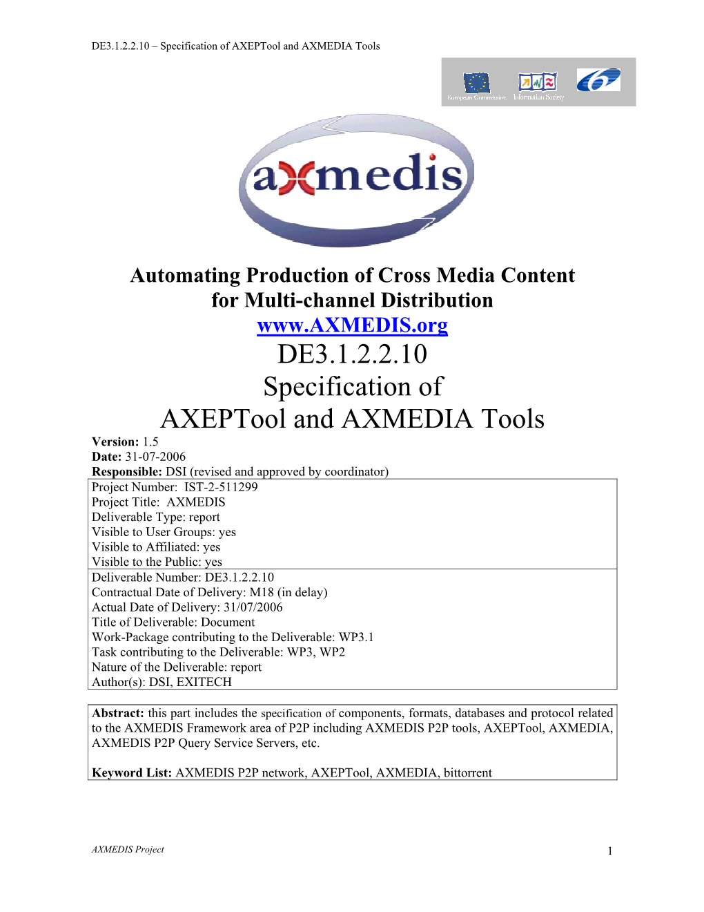 AXMEDIS Copyright Notice