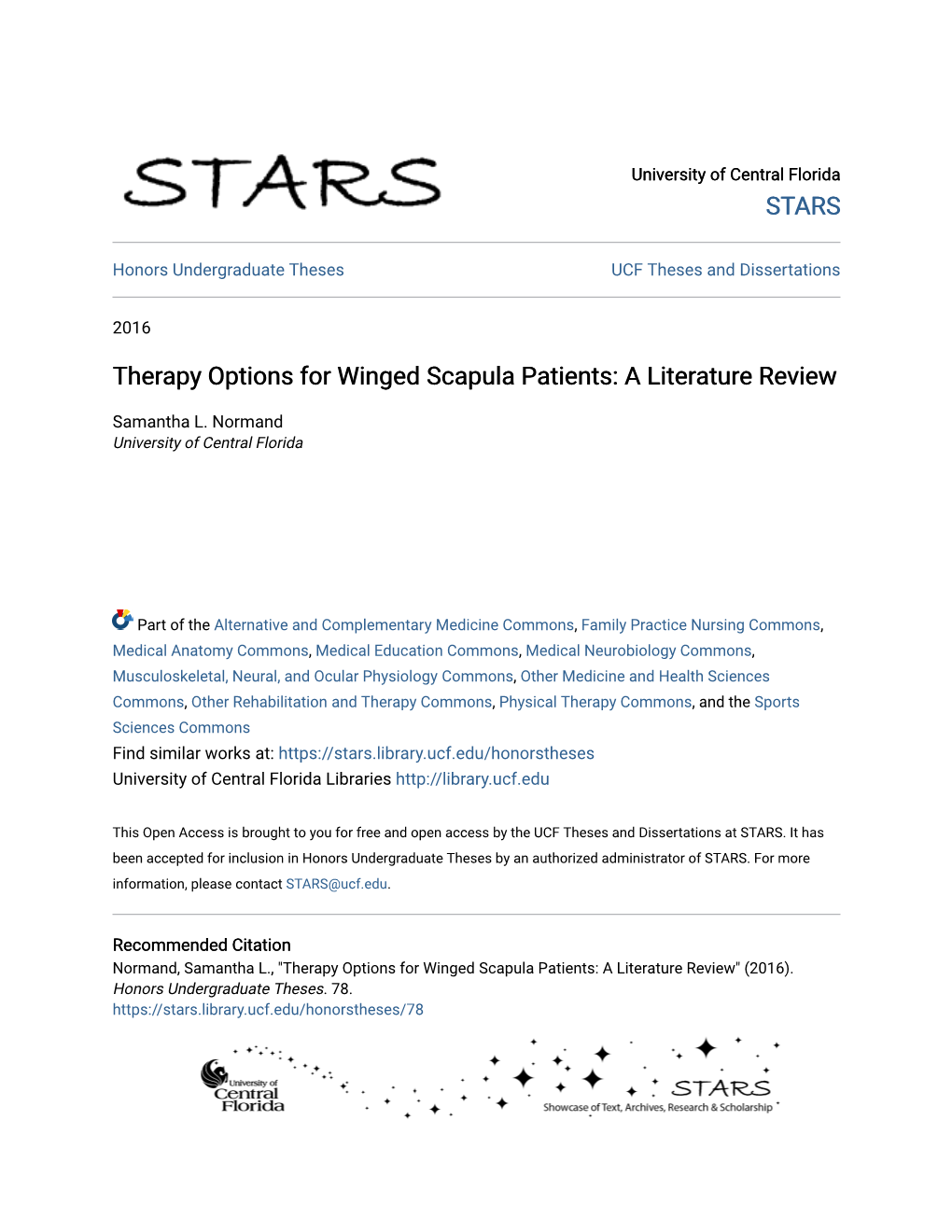 Therapy Options for Winged Scapula Patients: a Literature Review