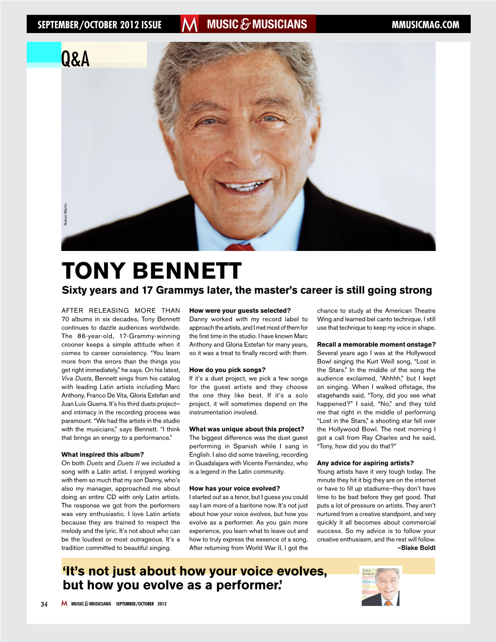 Tony Bennett Sixty Years and 17 Grammys Later, the Master’S Career Is Still Going Strong