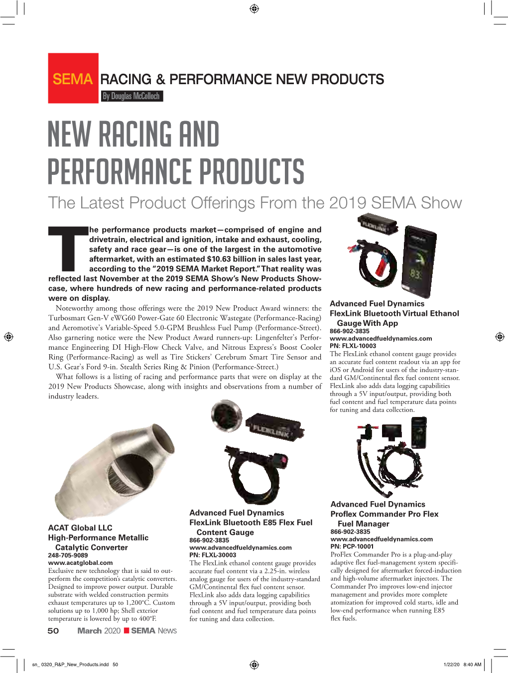 NEW RACING and PERFORMANCE PRODUCTS the Latest Product Offerings from the 2019 SEMA Show