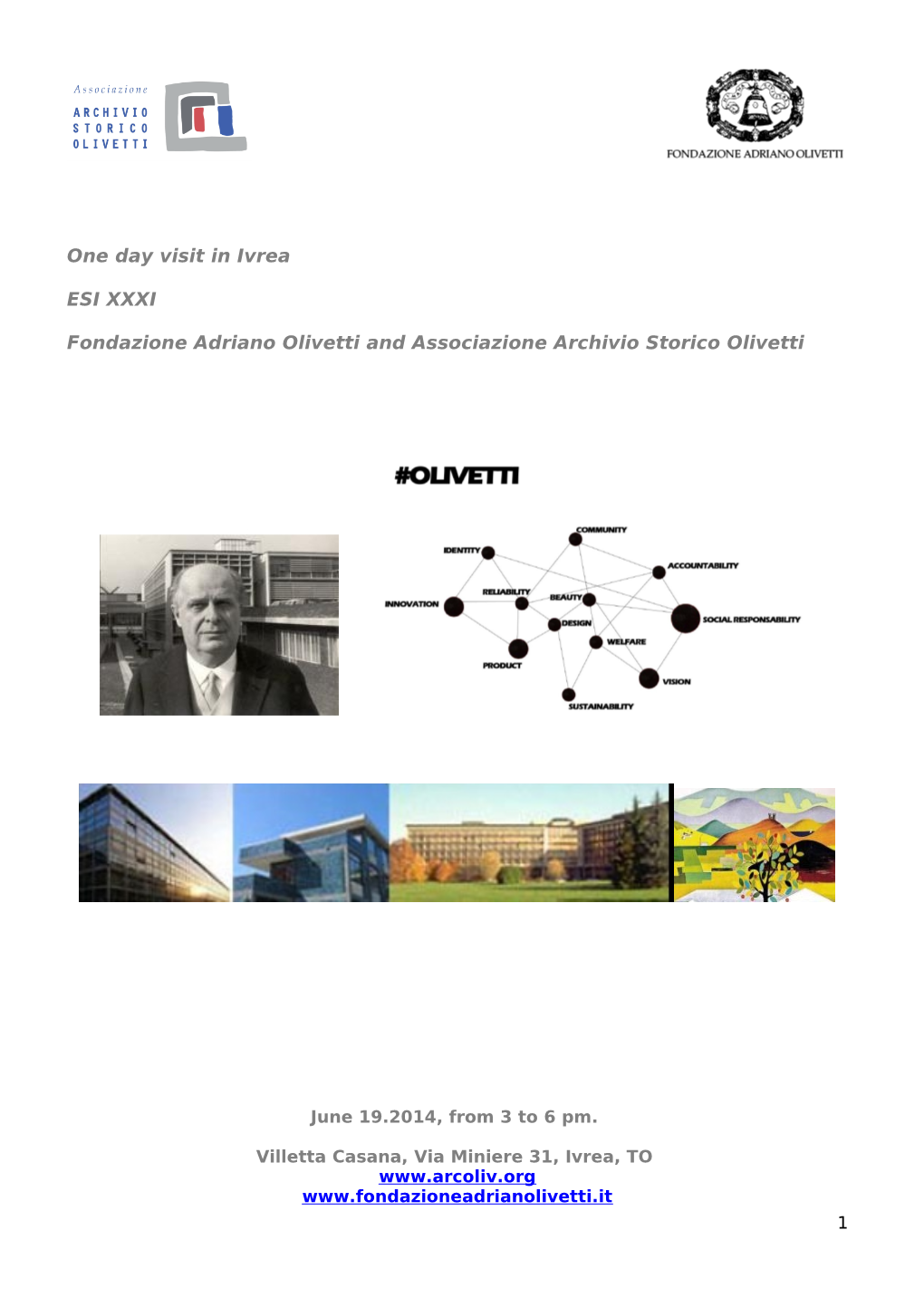 One Day Visit in Ivrea ESI XXXI Fondazione Adriano Olivetti And