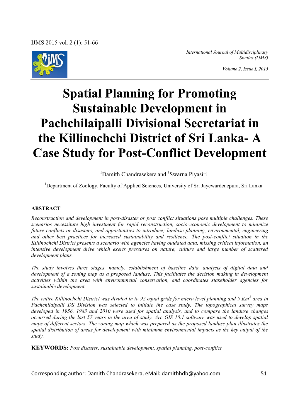 Spatial Planning for Promoting Sustainable Development In