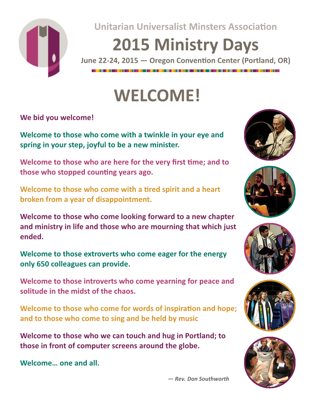 2015 Ministry Days WELCOME!