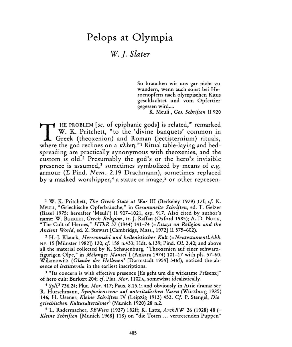 Pelops at Olympia , Greek, Roman and Byzantine Studies, 30:4 (1989) P.485