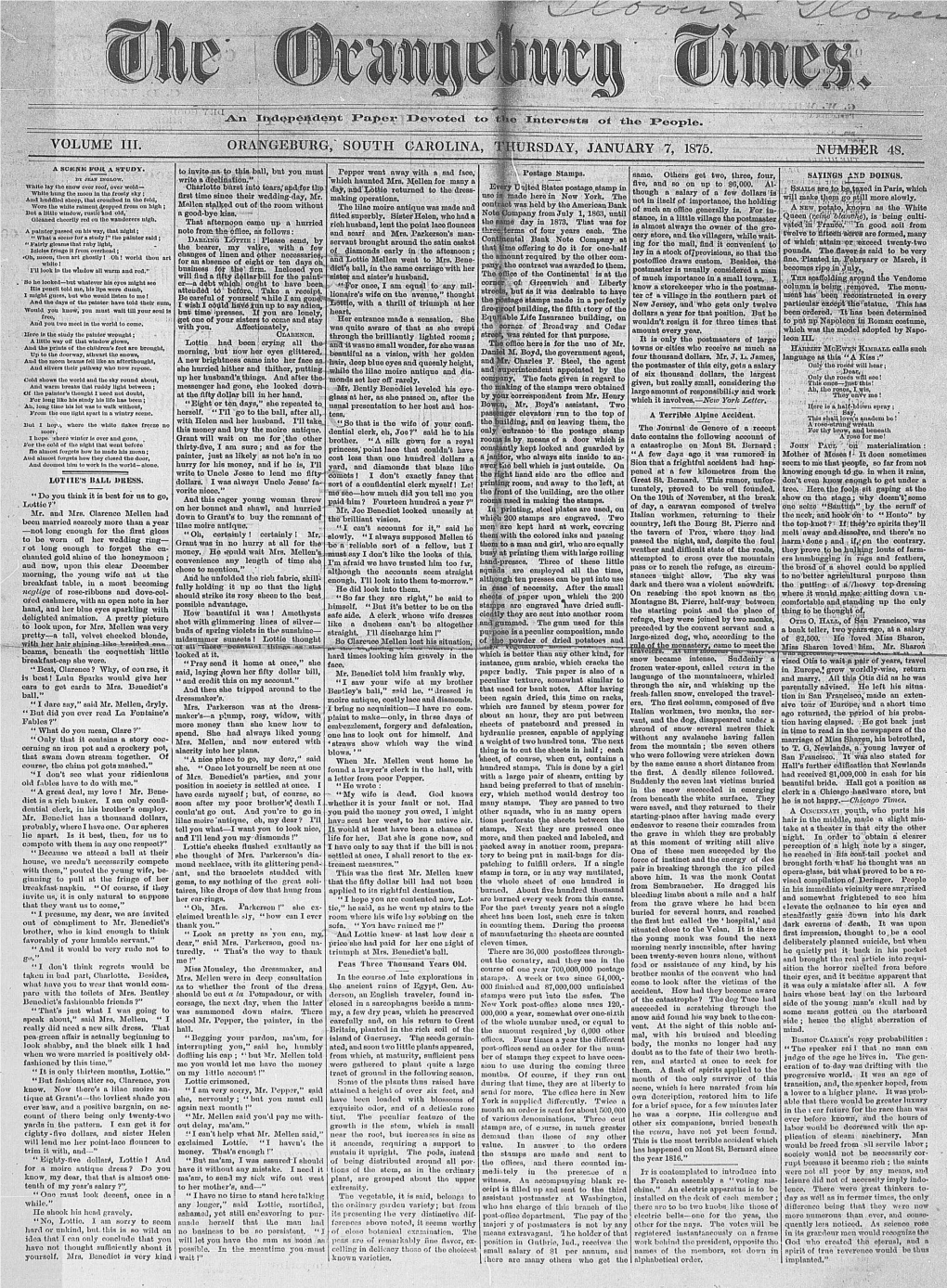 South Carolina, Thursday, January 7, 1875