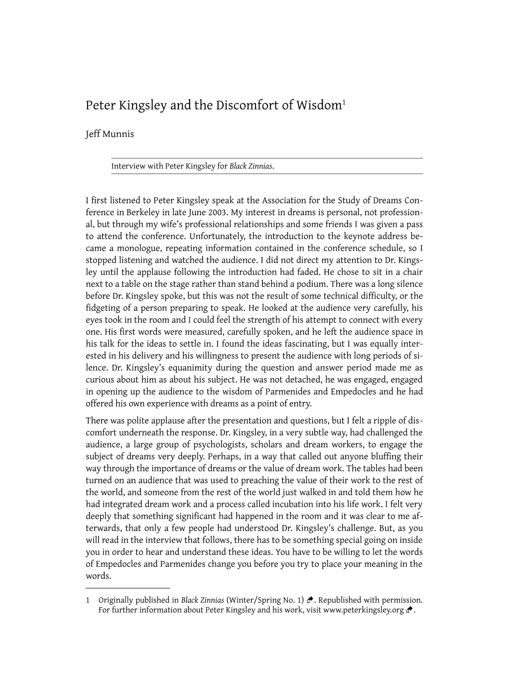 Peter Kingsley and the Discomfort of Wisdom11
