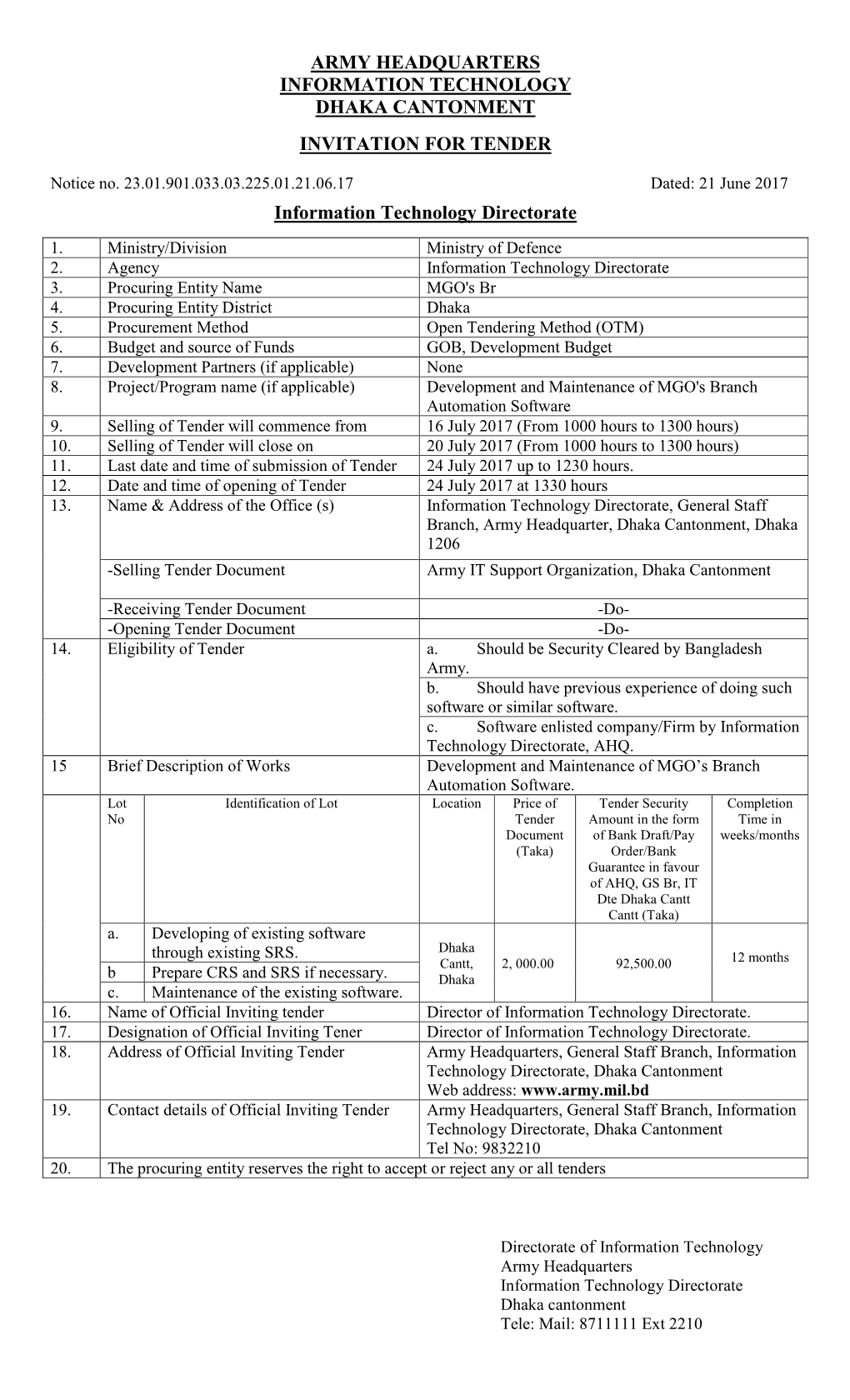 Information Technology Directorate