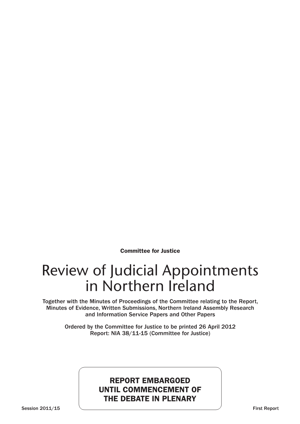 Review of Judicial Appointments in Northern Ireland