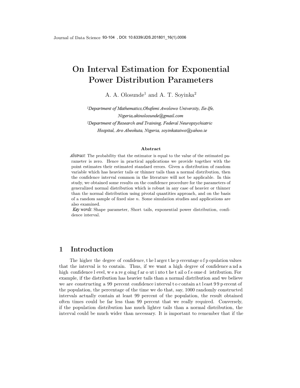 On Interval Estimation for Exponential Power Distribution Parameters