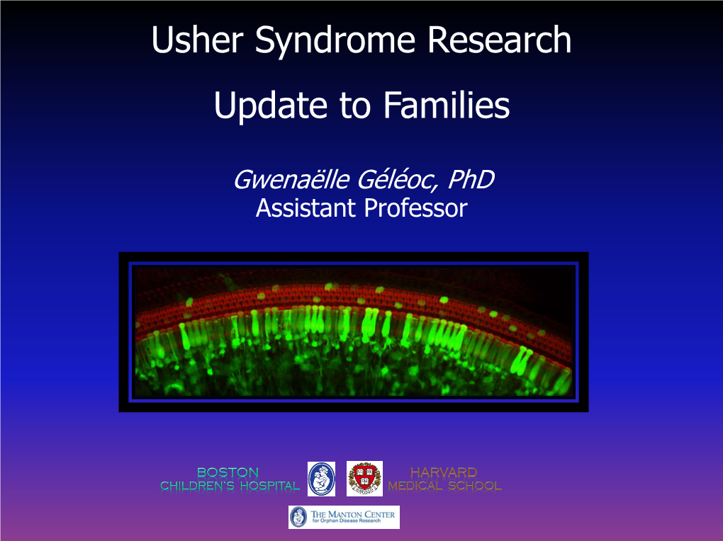 Usher Syndrome Research Update to Families