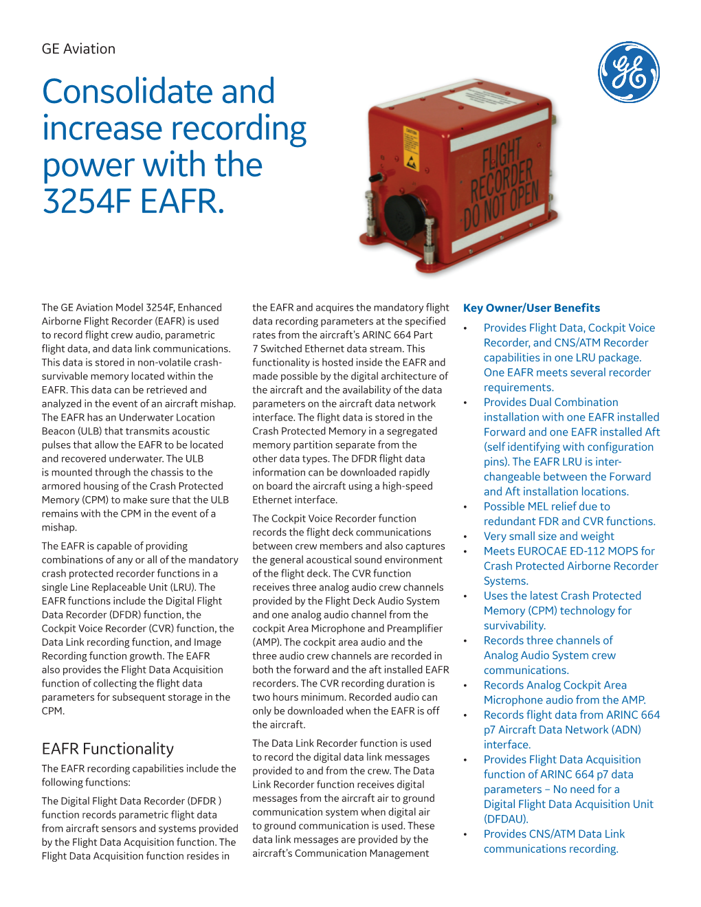 Consolidate and Increase Recording Power with the 3254F EAFR