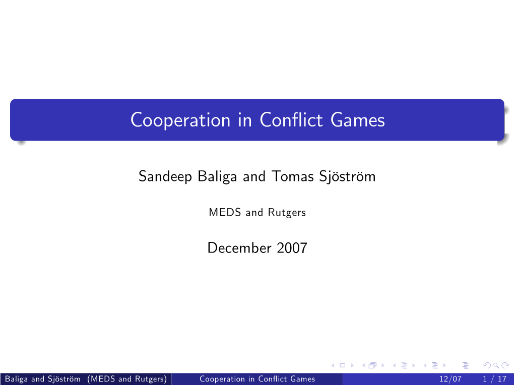 Cooperation in Conflict Games