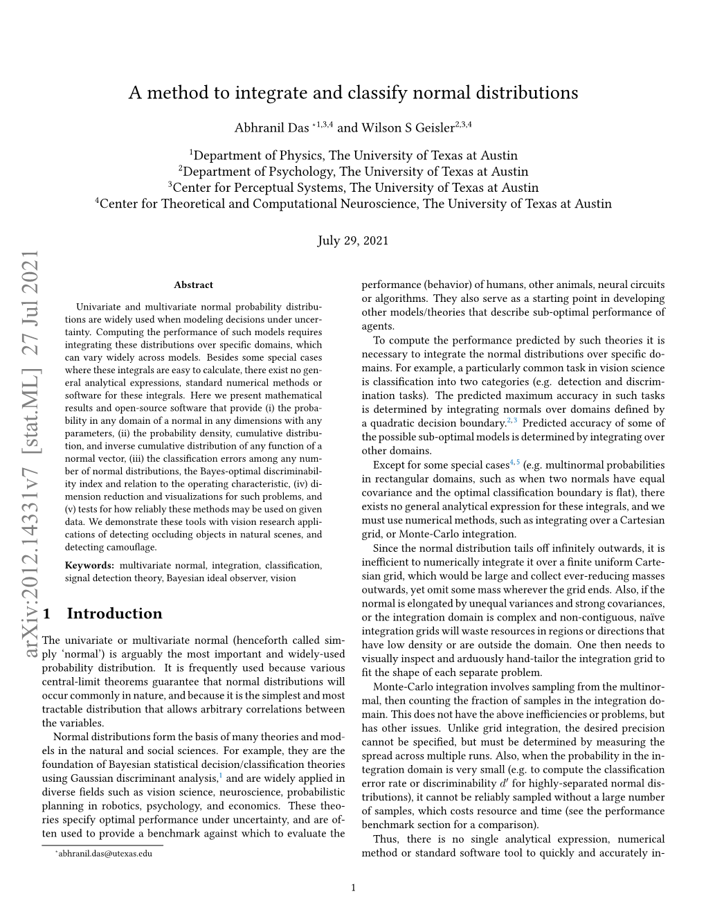 A Method to Integrate and Classify Normal Distributions