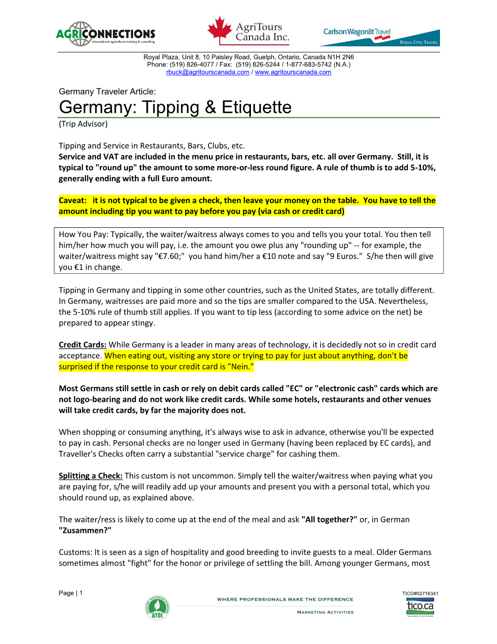 Germany: Tipping & Etiquette