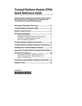 Trusted Platform Module (TPM) Quick Reference Guide