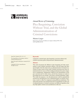 Plea Bargaining, Conviction Without Trial, and the Global Administratization of Criminal Convictions