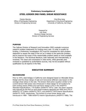 Steel Girder End Panel Shear Resistance