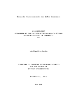 Essays in Macroeconomics and Labor Economics