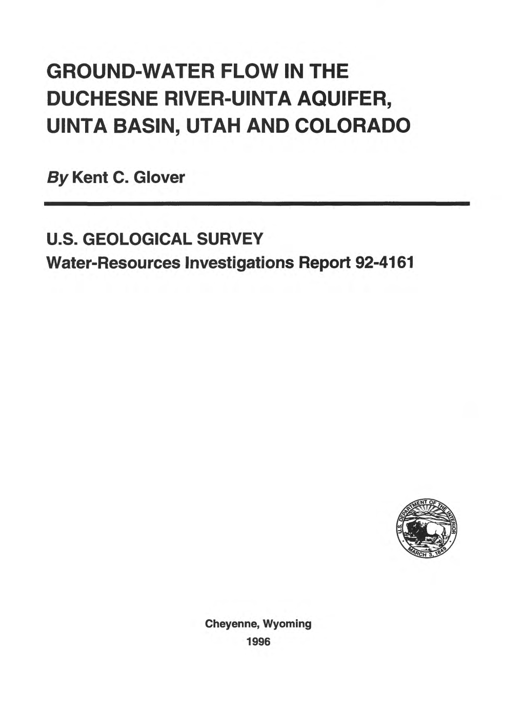 Ground-Water Flow in the Duchesne River-Uinta Aquifer, Uinta Basin, Utah and Colorado