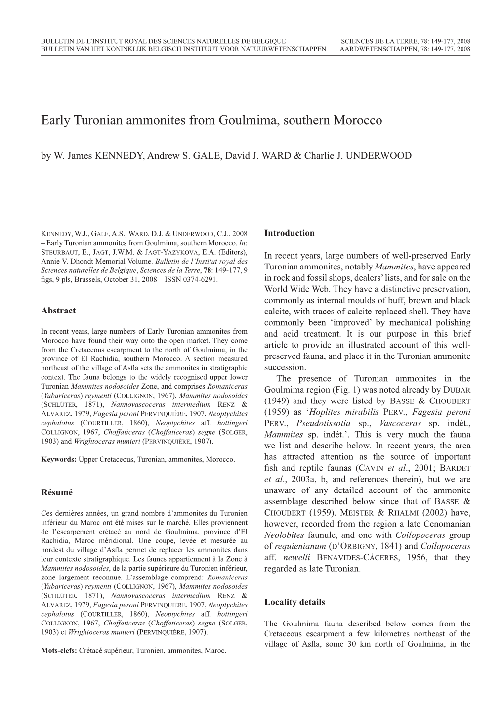 Early Turonian Ammonites from Goulmima, Southern Morocco by W