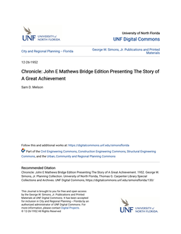 John E. Mathews Bridge Edition