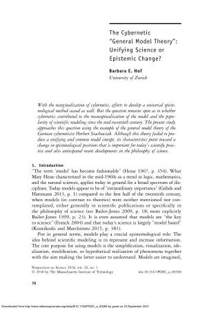 “General Model Theory”: Unifying Science Or Epistemic Change?