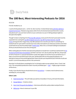 The 100 Best, Most-Interesting Podcasts for 2016