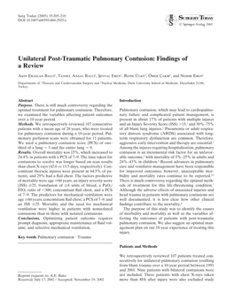 Unilateral Post-Traumatic Pulmonary Contusion: Findings of a Review
