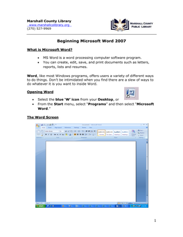 Beginning Microsoft Word 2007