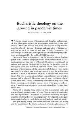 Eucharistic Practice & Sacramental Theology in Pandemic Times
