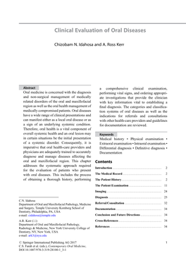 Clinical Evaluation of Oral Diseases