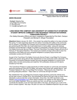 News Release Long Ridge Fire Company and University Of