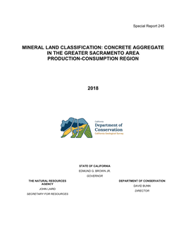 Mineral Land Classification: Concrete Aggregate in the Greater Sacramento Area Production-Consumption Region