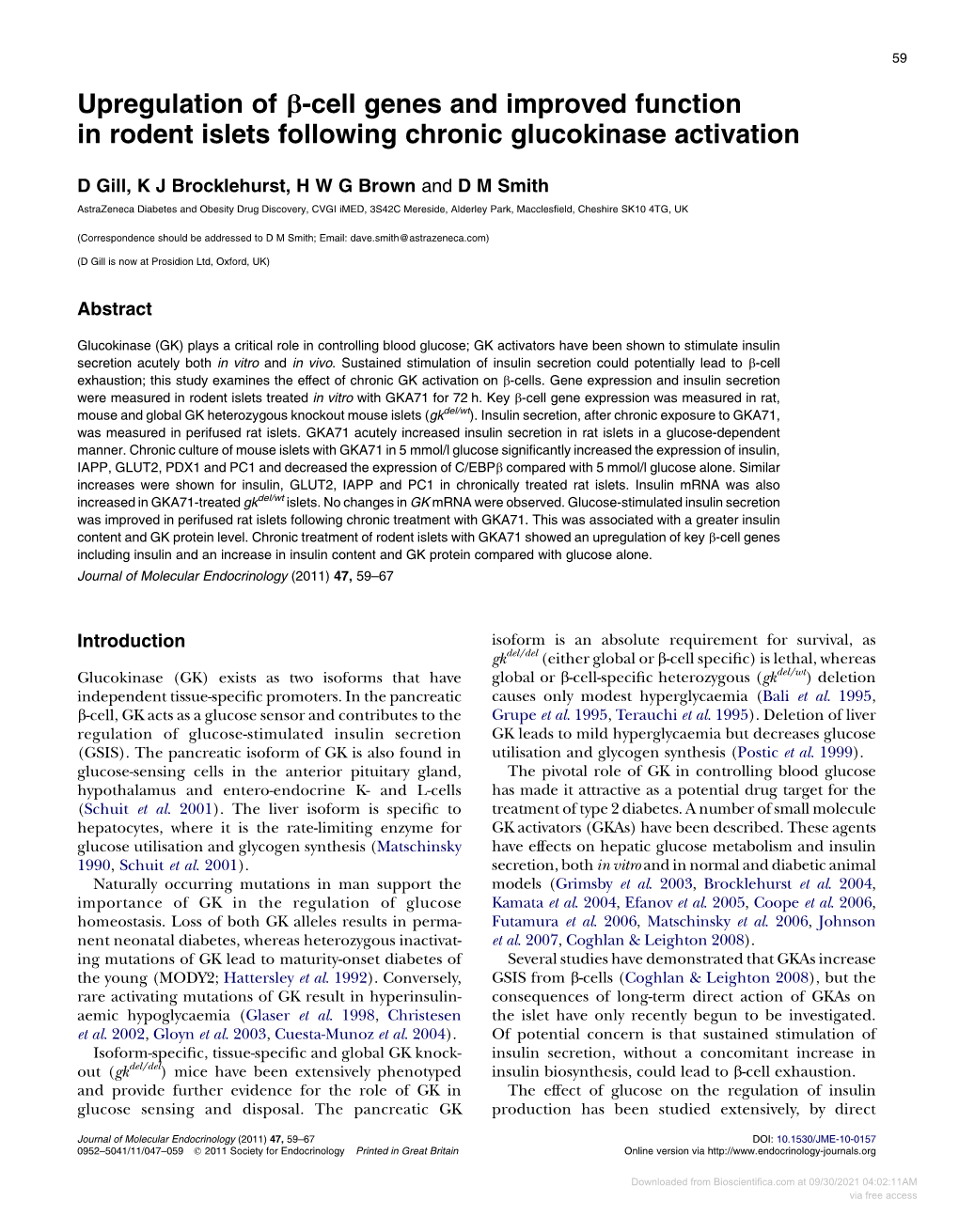 Upregulation of B-Cell Genes and Improved Function in Rodent Islets Following Chronic Glucokinase Activation