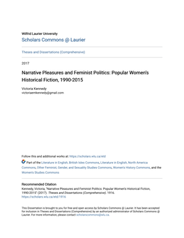 Narrative Pleasures and Feminist Politics: Popular Women’S Historical Fiction, 1990-2015