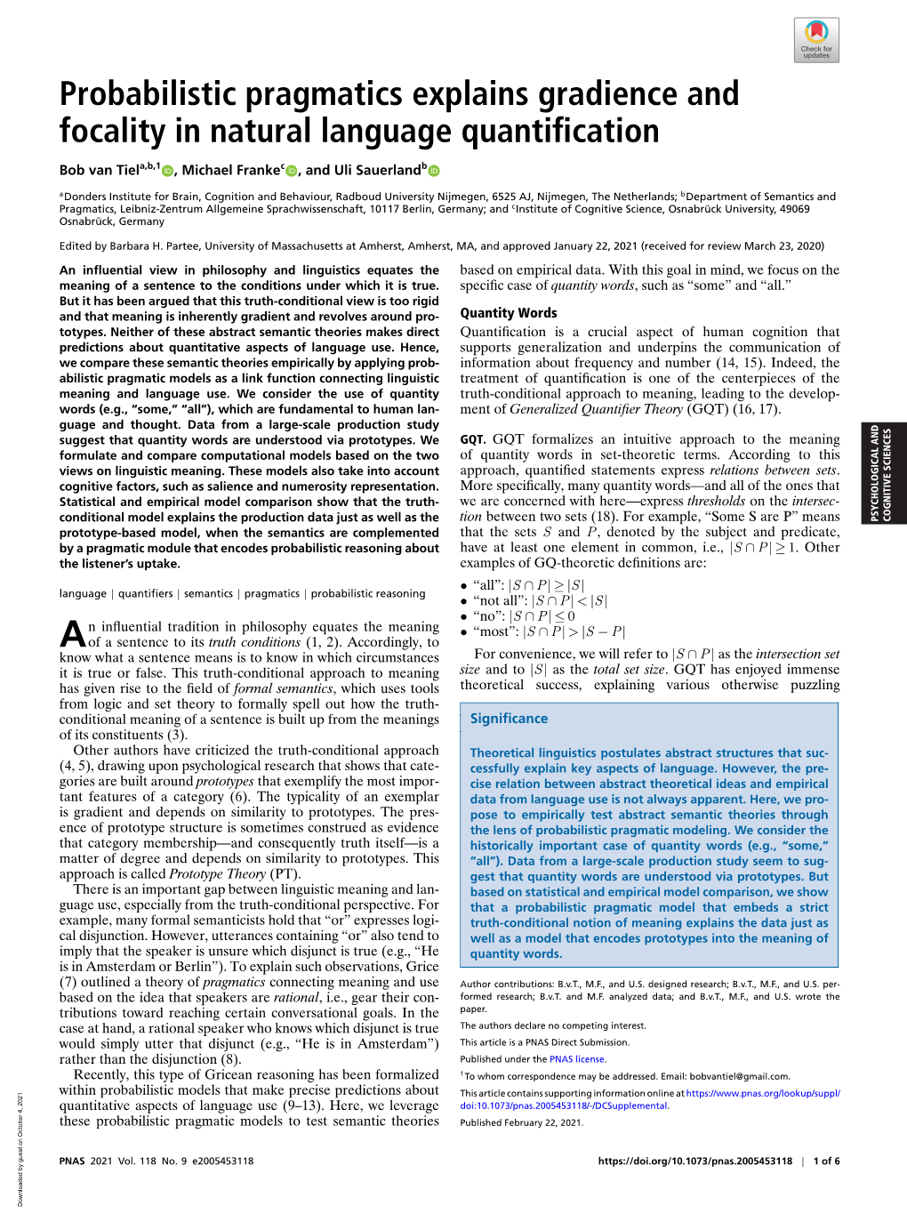 Probabilistic Pragmatics Explains Gradience and Focality in Natural