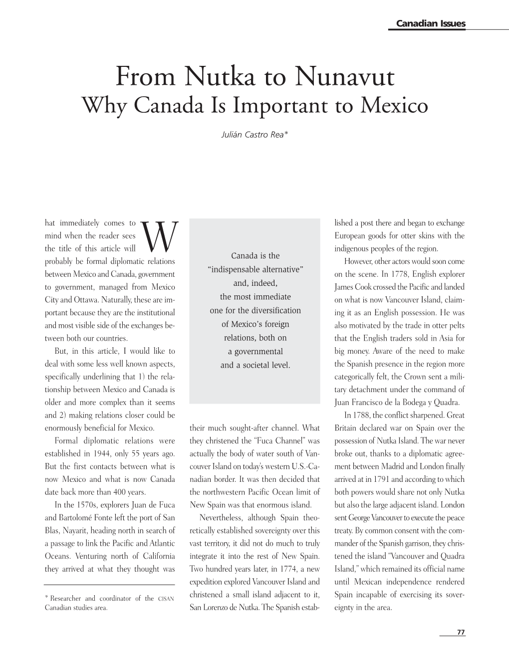 From Nutka to Nunavut Why Canada Is Important to Mexico