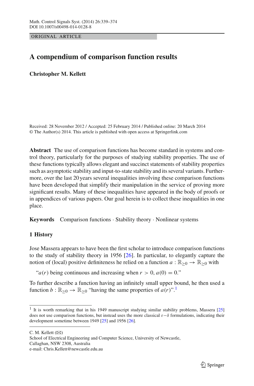 A Compendium of Comparison Function Results