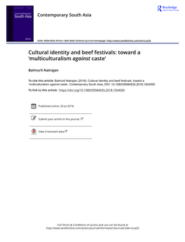 Cultural Identity and Beef Festivals: Toward a 'Multiculturalism Against
