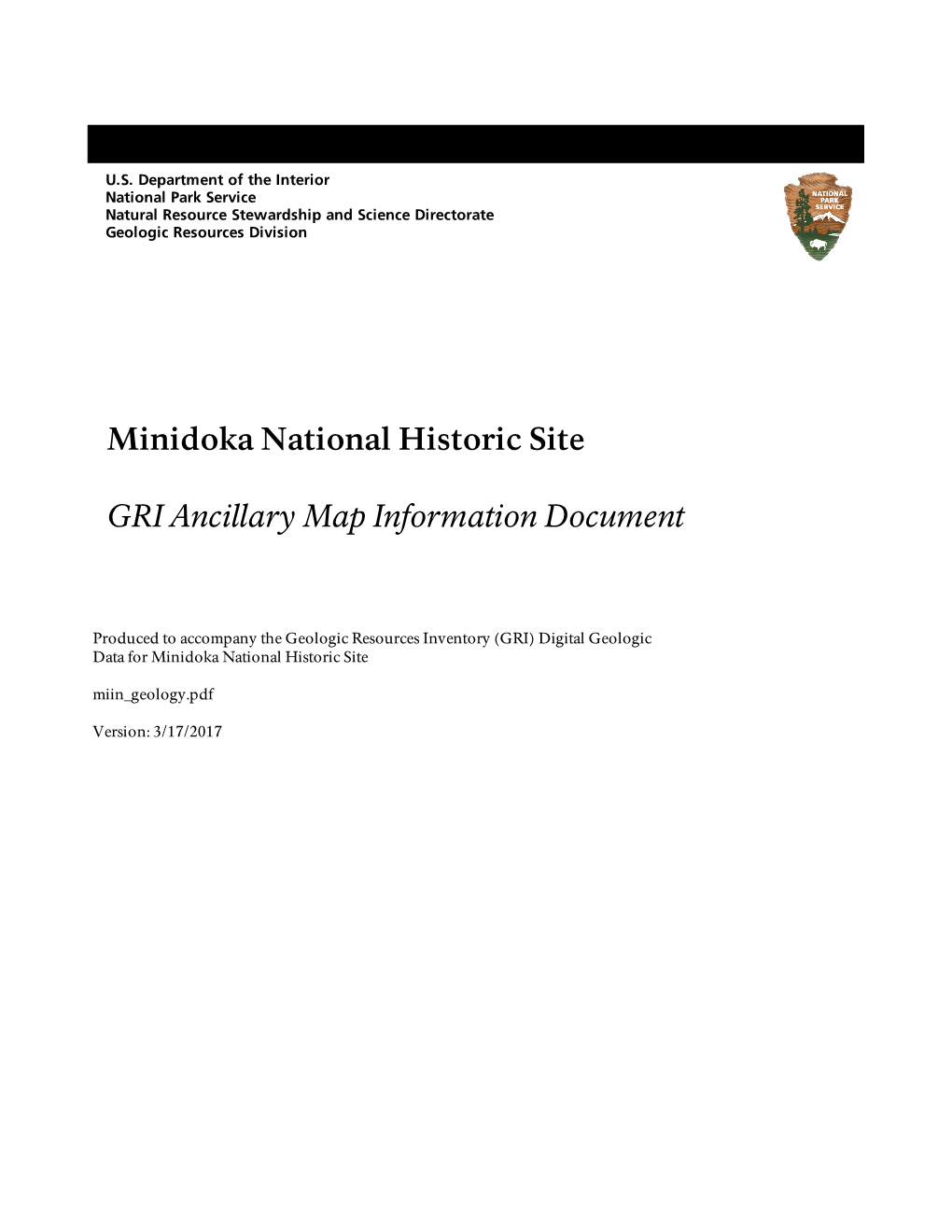 Geologic Resources Inventory Ancillary Map Information Document for Minidoka National Historic Site