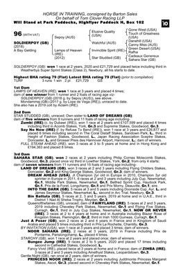 HORSE in TRAINING, Consigned by Barton Sales on Behalf of Tom Clover Racing LLP Will Stand at Park Paddocks, Highflyer Paddock H, Box 102