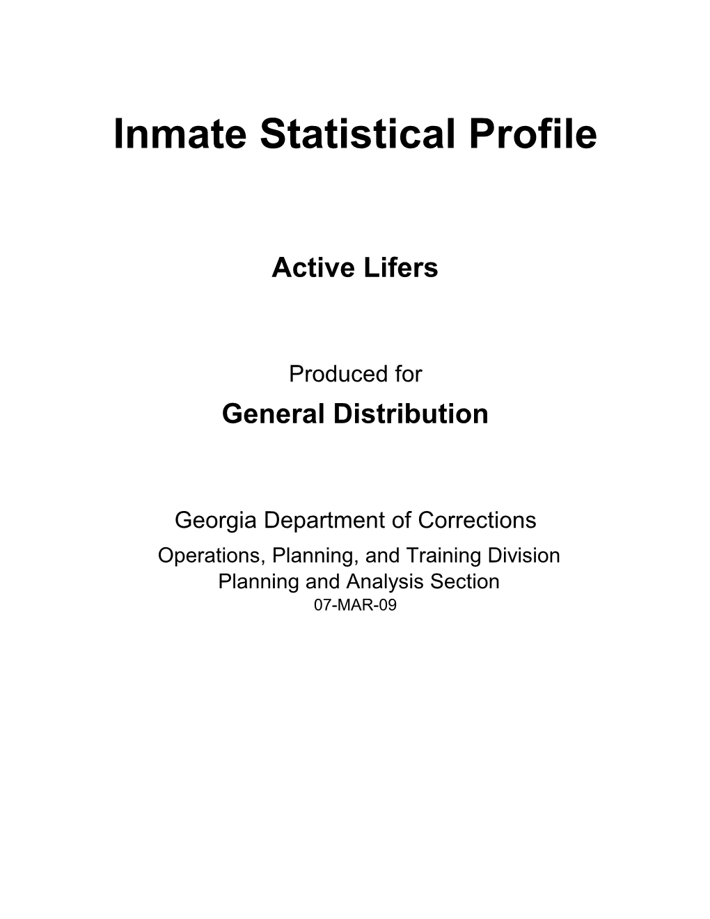 Inmate Statistical Profile