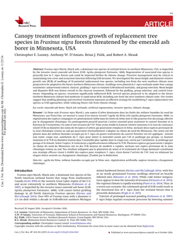 Canopy Treatment Influences Growth of Replacement Tree Species In