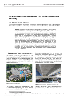 Structural Condition Assessment of a Reinforced Concrete Driveway
