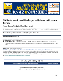 Sikhism's Identity and Challenges in Malaysia