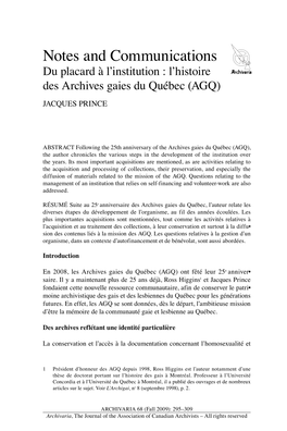 Du Placard À L'institution : L'histoire Des Archives Gaies Du Québec (AGQ)