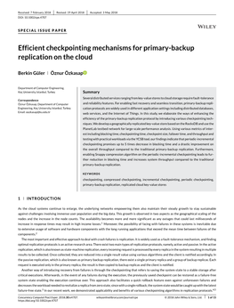 Efficient Checkpointing Mechanisms for Primary-Backup Replication on the Cloud